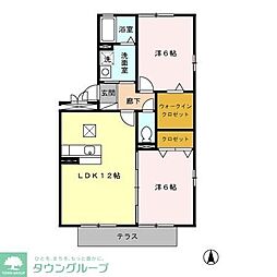 プランシェコート 2階2LDKの間取り