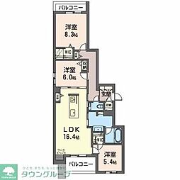 フィオーレ　桜山 2階3LDKの間取り