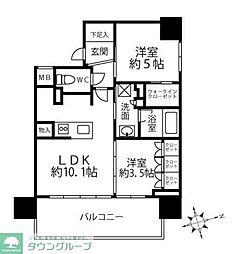 クリオラベルヴィ名古屋花の木 6階2LDKの間取り
