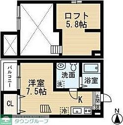 シャンティ中島(シャンティナカシマ) 1階ワンルームの間取り