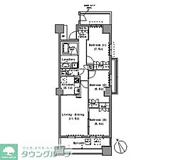 パークアクシス白壁 9階3LDKの間取り