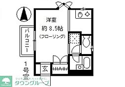ヒルズ内山 1階ワンルームの間取り