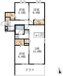 グリーンタウン赤坂 3LDKの間取図画像