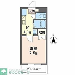 グランドステータスフリーダム 1Kの間取図画像
