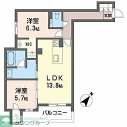 プルメリア 2LDKの間取図画像