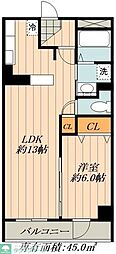 石川橋セブン 1LDKの間取図画像
