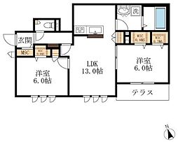 CASA ANNABEL E棟 2LDKの間取図画像