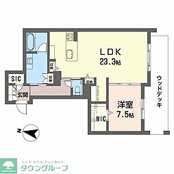 ハク 1LDKの間取図画像