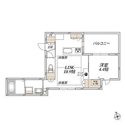 セリール荒畑 1LDKの間取図画像