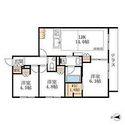 HEBEL MAISON 徳川園 3LDKの間取図画像