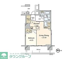プラウドタワー名古屋錦 1LDKの間取図画像