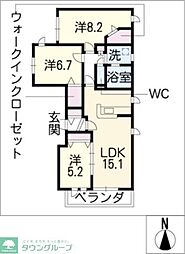 トレス覚王山 3LDKの間取図画像