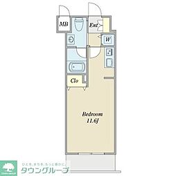 ワイズキマブリ ワンルームの間取図画像