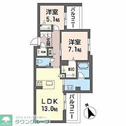 フロント吹上 2LDKの間取図画像
