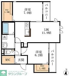 プライア桜山 2LDKの間取図画像