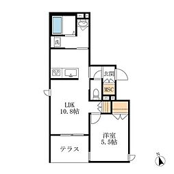 シャンゼリゼ千種 1LDKの間取図画像