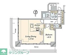 プラウドタワー名古屋栄 1LDKの間取図画像
