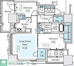 名古屋市中村区名駅1丁目マンション 2LDKの間取図画像