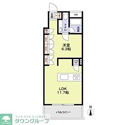 桜ヒルズ 1LDKの間取図画像