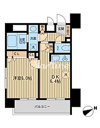 ラポール三田 9階1LDKの間取り