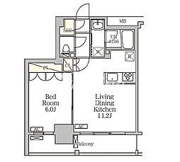 ジオエント白金台 4階1LDKの間取り
