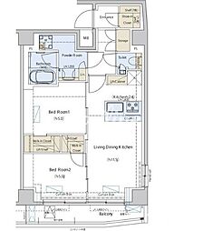 シダープラザ目黒本町（Ｃｅｄａｒ　Ｐｌａｚａ目黒本町） 4階2LDKの間取り