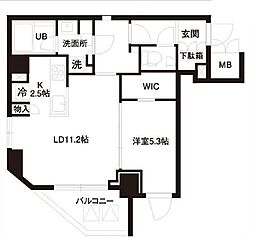 レジディア白金高輪 7階1LDKの間取り