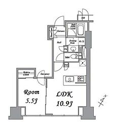 レキシントンスクエア白金高輪 12階1LDKの間取り