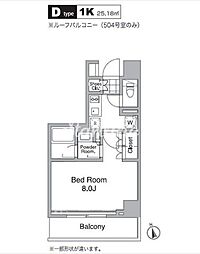 レジディア目黒IV 1階1Kの間取り