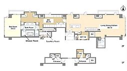 プレステージレジデンス白金長者丸 2階1LDKの間取り