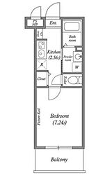 JM高輪レジデンス 1階1Kの間取り