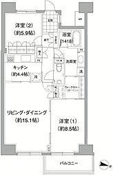 アビティ目黒 6階2LDKの間取り