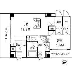 オークウッドハウス 3階1LDKの間取り