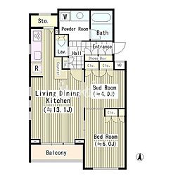 エル・セレーノ南麻布 3階2LDKの間取り