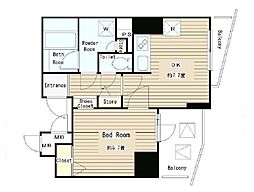 アルブル高輪 5階1DKの間取り