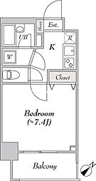 ミリアレジデンス白金台ヒルズ 9階1Kの間取り