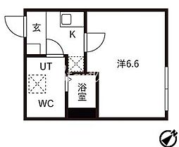 アイリス渋谷 2階1Kの間取り