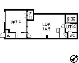 アイリス渋谷 地下1階1LDKの間取り