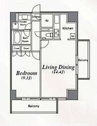 アジリア南麻布J’s 13階1LDKの間取り