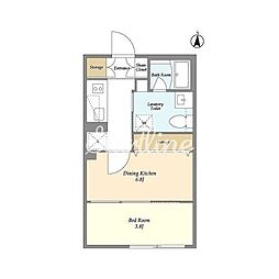 ガーデンレジデンス恵比寿 2階1DKの間取り