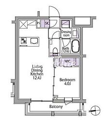 イプセ白金台 1LDKの間取図画像