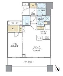 ブリリアタワーズ目黒サウスレジデンス 10階1LDKの間取り