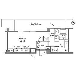 プラチナコート広尾 4階1Kの間取り