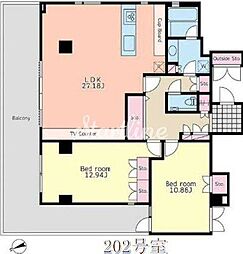 プラチネ・サンク 2階2LDKの間取り