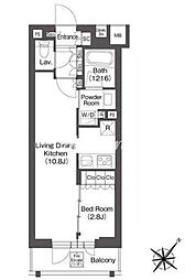 レフィールオーブ代々木 4階1LDKの間取り