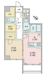 スカイライフ武蔵小山 8階1LDKの間取り