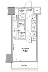 ザ・パークハビオ目黒桜邸 4階1Kの間取り