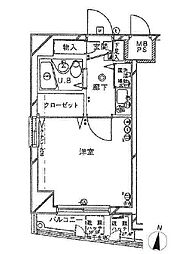 クレッセント白金 2階1Kの間取り