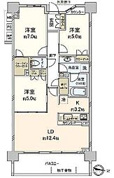 シティテラス横浜つづきの丘A棟 3LDKの間取図画像