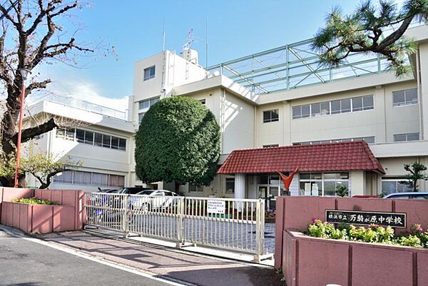 中学校 1490m 横浜市立万騎が原中学校(生徒数が800人以上の賑やかな学校なので、お子様のコミュニケーション力を育むには良いですね！)